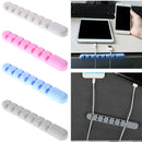 Cable Winder Earphone Cord Organizer Wire Storage Silicon Charge Holder Clip White