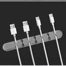Cable Winder Earphone Cord Organizer Wire Storage Silicon Charge Holder Clip Grey