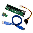 PCI-E 1X to 16X Riser Card Extender + 15Pin SATA to 4Pin IDE Power Cord + USB 3.0 Cable 50cm Green
