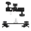 Dual Hot Shoe Flash Bracket Mount w/ Umbrella Socket for Studio Video Photo