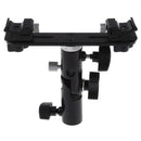 Dual Hot Shoe Flash Bracket Mount w/ Umbrella Socket for Studio Video Photo