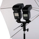 Dual Hot Shoe Flash Bracket Mount w/ Umbrella Socket for Studio Video Photo