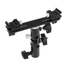 Dual Hot Shoe Flash Bracket Mount w/ Umbrella Socket for Studio Video Photo