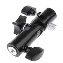Dual Hot Shoe Flash Bracket Mount w/ Umbrella Socket for Studio Video Photo