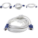 15Pin VGA 3+4 Adapter Monitor M/M Male to Male Cable Cord for PC 4.92ft