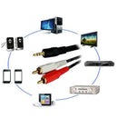 3.5mm to 2RCA Audio Auxiliary Aux Stereo Y Splitter Cable Cord for PC 5ft