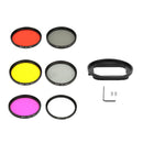 58mm Lens Filter Set UV+CPL+ ND2 +Yellow+ Red+Purple for Gopro Hero5 Balck