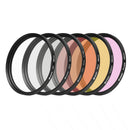 58mm Lens Filter Set UV+CPL+ ND2 +Yellow+ Red+Purple for Gopro Hero5 Balck