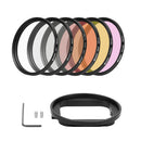 58mm Lens Filter Set UV+CPL+ ND2 +Yellow+ Red+Purple for Gopro Hero5 Balck