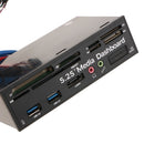 5.25 Inch PC Dashboard Media Front Panel Audio, With e-SATA Dual USB 3.0 Five-in-one Card Reader (SD / MMC / CF / MS / TF / M2)