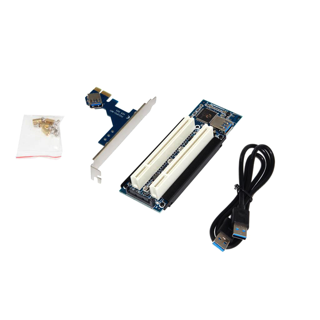 PCI-E Express X1 To Dual PCI Riser Extender Card Adapter With USB 3.0 ...