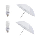 Photography Lighting Kits w/ 2Packs 33inch Studio Umbrella & 2Packs 45W Energy-saving Balanced Bulb