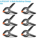 6 Pack Set Heavy Duty Muslin Spring Clamps 4.5 Inch Premium Nylon Clips Grip for Photography Backdrop Background Paper Canvas Photo Studio Woodworking Artwork Hanging Things