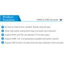 1080P 4K HDMI to AV 3RCA CVBS Composite Video Audio Converter Adapter Scaler Support PAL/NTSC w/ USB Power Cable