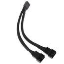 2 x 4 pin Fan Y Splitter Power Extension Cable 2 Fans Splitter Lead All Black Sleeved