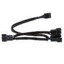 4 pin PMW PC Fan to 3ways Y Splitter Cable Black Sleeved Extension Wire