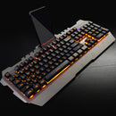 Wired Gaming Keyboard Mechanical Feel Keys Multimedia Backlit w/Phone Holder- Gray
