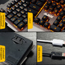 Wired Gaming Keyboard Mechanical Feel Keys Multimedia Backlit w/Phone Holder- Gray