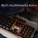 Wired Gaming Keyboard Mechanical Feel Keys Multimedia Backlit w/Phone Holder- Gray