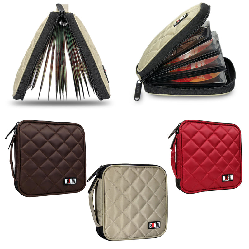 32 Discs CD DVD Blue-ray Bag Case Holder Storage Wallet Portable BUBM Red