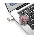 Jewelry Crystal USB 2.0 Flash Drive U Disk For PC Laptop Pink Necklace 64GB