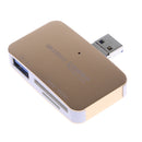 USB3.0 Micro USB Combo USB HUB SD/TF Card Reader With OTG For Laptop Gold