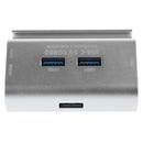 USB3.0 4-Port Hub Card Reader+Phone Holder Super Speed Aluminum for SD TF Silver