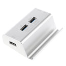 USB3.0 4-Port Hub Card Reader+Phone Holder Super Speed Aluminum for SD TF Silver