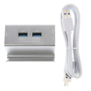 USB3.0 4-Port Hub Card Reader+Phone Holder Super Speed Aluminum for SD TF Silver