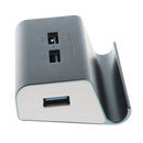USB3.0 4-Port Hub Card Reader+Phone Holder Super Speed Aluminum for SD TF Gray