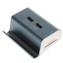 USB3.0 4-Port Hub Card Reader+Phone Holder Super Speed Aluminum for SD TF Gray