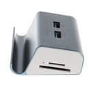 USB3.0 4-Port Hub Card Reader+Phone Holder Super Speed Aluminum for SD TF Gray