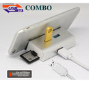 USB3.0 4-Port Hub Card Reader+Phone Holder Super Speed Aluminum for SD TF Gray