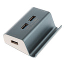 USB3.0 4-Port Hub Card Reader+Phone Holder Super Speed Aluminum for SD TF Gray