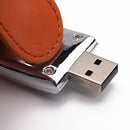 PU-Leather Clamshell Flash Drive Memory Stick Storage Thumb for Computer Brown 64GB