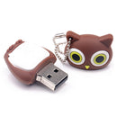 64GB Memory Stick USB Flash Drive Lovely Owl Pen Drive Cartoon Model Brown