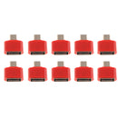 10 Pack Micro USB To USB2.0 Adapter Plug Mini OTG Converter For Android Mobile Red