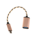 Micro USB 2.0 OTG Cable Braided On The Go Adapter for Android Smart Phones Gold