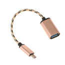 Micro USB 2.0 OTG Cable Braided On The Go Adapter for Android Smart Phones Gold