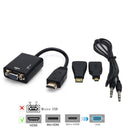 HDMI to VGA Adapter, 3 In 1 Mini HDMI, Micro HDMI HDMI Male to VGA Female Adapter Converter Cable + Audio Output