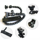 Flexible Arm Dual Clamp Hot Shoe Flash Bracket Holder For Canon Nikon Camera