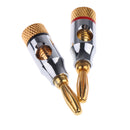 2 Pieces Banana Plugs Audio Jack 24k Gold Screw Speaker Connector with Hole