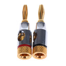 2 Pieces Banana Plugs Audio Jack 24k Gold Screw Speaker Connector with Hole