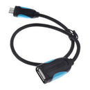 Micro USB Male to USB 2.0 A Female OTG Host Cable Adapter Converter Cord for Phone Tablet 25cm Black
