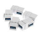 5Pieces USB 3.0 Keystone Jack Inserts USB Female to USB Female Adapter White