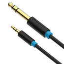 Gold Plated 3.5mm 1/8'' Male Stereo to 6.5/6.35mm 1/4''Male Stereo Audio Cable 0.5m