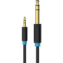 Gold Plated 3.5mm 1/8'' Male Stereo to 6.5/6.35mm 1/4''Male Stereo Audio Cable 1m