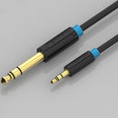 Gold Plated 3.5mm 1/8'' Male Stereo to 6.5/6.35mm 1/4''Male Stereo Audio Cable 1.5m