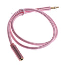 3.5mm Gold Plated Stereo Male-Female Audio Headphone Extension Cable Cord Rose-Gold 0.5m