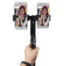 Foldable Mobile Phone Live Holder Stand Tripod With Two Phone Holder Clip